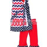 2017 Conice Hot Selling White Red Blue Chevron 4th of July Girls Clothes Online Shopping For Wholesale Clothing