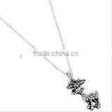 18" Long Chain Crystal And Silvertone Rudolph Necklace With Lobster Claw Clasp Closure thumbnail-1