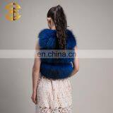 Wholesale European Style Royal Blue New Real Raccoon Fur Sleeveless Vest thumbnail-5