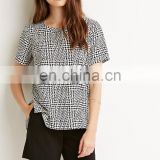 BT60005 Crop Tops Wholesale Boxy Houndstooth Top