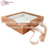 Light Brown Silk Ribbon Jewelry Box with Mirror