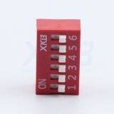 Red Blue 2.54 Pitch 6 Position Vertical Pin Type Dip Switch thumbnail-2