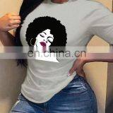 Head Print T-shirt Women European and American New Round Neck Short Sleeve Loose All-match Blouse T thumbnail-3