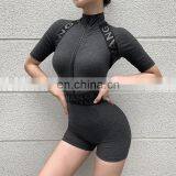 Amazon Best Sellers Women Fashion Fitness Yoga Jumpsuit Ladies Ribbing Sports Wear Short Jumpsuit thumbnail-3