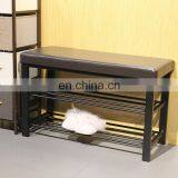 Customized PVC Leather Hallway Metal Steel Shoe Rack Seating Double Size Bench Living Room Sofa thumbnail-3