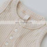 Unisex Baby Clothes Button Up Solid Ribbed Baby Romper Baby Bodysuit thumbnail-2