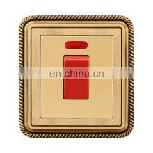 UK/EU Standard 25A High Power Wall Push Button Copper Wire Drawing Alloy Panel Sockets And Switch Electrical With LED Light