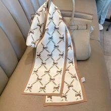 Silk Flowers Paintings Scarf 100% Mulberry Silk Scarves Double Sided Ribbon High Quality thumbnail-2