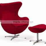 Replica Fiberglass Fabric /genuine Leather Egg Chair Ottoman With Aluminum Base Designed by Arne Jacobsen thumbnail-2