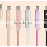 Braid Nylon Double Plug Data Cable for Iphone & Android Phone thumbnail-6