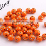 Orange Color Chunky Sparkly Acrylic Solid Rhinestone Bling Beads 4mm to 12mm Wholesales Jewelry