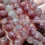 Center Drilled Polished Natural Strawberry Quartz Loose Round Beads 4mm ,6mm,8mm,10mm,12mm,16mm Round Beads for Bracelet Making thumbnail-1