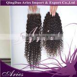 7A Brazilian Kinky Curly Lace Closure,100% Human Virgin Hair 4"x4" Lace Front Closure With Baby Hair Bleached Knots thumbnail-2