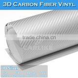 CAR STICKER 1.52x30M 5x98FT Air Bubble Free Silver Car Body Vinyl Carbon Fiber 3D PVC Sheet