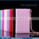 Hot New Products 2015 Trifold Design for Sony Xperia Z3 Wallet Case With Elegant Chain thumbnail-6