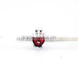 Silver Bear Beads Red Enamel Heart Shape Accessories For Bracelet thumbnail-3