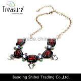 European and American Fashion High-grade Resin Diamond Gemstone Necklace Retro Enamel Trade Clavicle Chain Necklace Gold Chain thumbnail-3