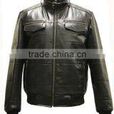 Mens Leather Look Motorcycle Rider Bomber Jacket thumbnail-1