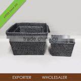 Set of 2 Black Rattan Basket / Storage Basket - L35x35xH24 thumbnail-1