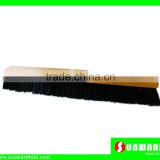 Floor Sweeping Broom with Lacquered Wooden Block,Black Tampico&Poly