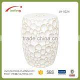 White Glazed Ceramic Stone Stool, Stone Garden Bench, Garden Furniture Outdoor thumbnail-1