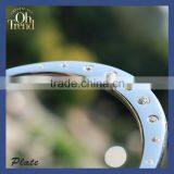 Charming Vintage Style Hotel Food Safety Rectangle Baking Tray Tea Tray Steel Plate With Gold Handle thumbnail-4