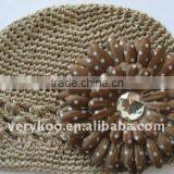 Crochet Newsboy Beanie Kufi Hats With a Daisy Flower thumbnail-1