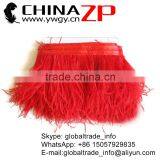 CHINAZP Hot Sale Feather Size 5-6 Inch Strip Two Ply Dyed Red Ostrich Fringe Trim Feathers on Ribbons thumbnail-1