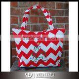 Wholesale Chevron Beach Tote Monogram Bags thumbnail-4