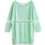 15ASW1056 Round Neck Loose New Design Linen Cotton Sweater Women