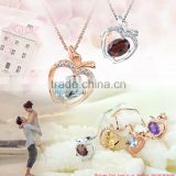 Hot fashion apple shaped crystal necklace pendant, sterling silver jewelry wholesale charm pendant