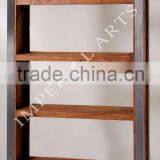 Wood Iron Book Shelf With 2 Drawers thumbnail-1