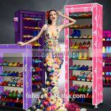 China Manufacture Portable Folding Kids Storage Storage Shelves Pink Color Shoe Rack thumbnail-1