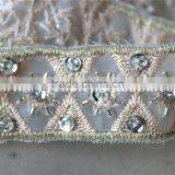 2.5cm Beaded Organza Embroidery Lace Trim With Cup Sequins in Rose Gold thumbnail-5