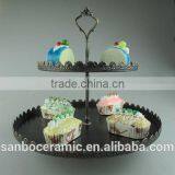 Factory Direct Price Two Tier Crystal Cake Stand Round Shape Metal Cake Stand thumbnail-4