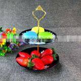 Promotion Ceramic 2 Tier Gold Bule Cake Stands Crystals Wedding For Dinner Restaurant thumbnail-1