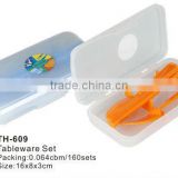 plastic cutlery storage box with fork and knife