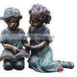 Outdoorbronze Brother and Sister Reading Statues thumbnail-1