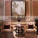 Exquisite French Classic Wood Veneer Marquetry Inlay Dining Table for Six People With Floral Upholstery Armchair Set BF12-03274c thumbnail-3