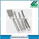 4pcs Stainless Steel Bbq Set With Apron/bbq Tool Set