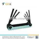 Carbon Steel Plastic Handle Folding 8pcs Hex Key Socket Wrench Set thumbnail-1