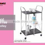Trolley Service Kitchen Cart 2 Tier Wheels White Storage Serving Steel Metal thumbnail-2