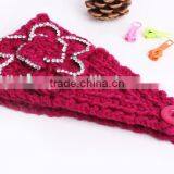 STOCK Wholesale Crystal Crochet Head Wraps Crochet Flower Knit Headwrap thumbnail-3