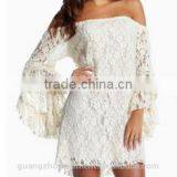 New Sexy Lady's Strapless Flare Sleeve Party Mini Cocktail Lace Dress thumbnail-1