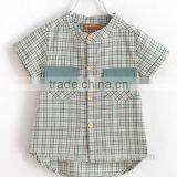 Aliabba Wholesale Fashion Boy Shirts Band Collar Short Sleeve Checks Shirts for Children thumbnail-6