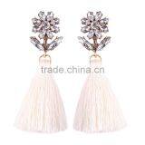 Bohemian Jewelry Rhinestone Flower With Long Colorful Tassel Charms Earrings for Women thumbnail-4
