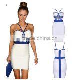 White And Blue Spaghetti Strap Sexy Bodycon 2014 Knitted HL Bandage Dress Evening Party Sexy Dress thumbnail-1