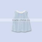 2017 Wholesale Fashion Latest Styles Children Clothes Blue Sleeveless Ruffle Designs Blouse/shirts thumbnail-2