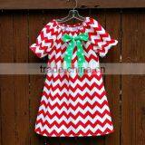Christmas Clothes Baby Girl Frock Red And White Chevron Dress thumbnail-3