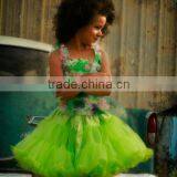 Newest Halloween Tutu Petti Skirt Costumes Green Trim Ruffle Nylon Chiffon Dress for Baby Party Dance Dress thumbnail-1
